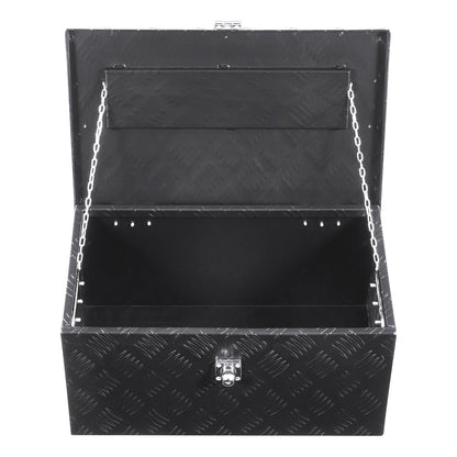 Verktygslåda i kraftigt aluminiumflak, ränderpläterad verktygslåda med sidohandtag och låsnycklar, förvaringslåda för släpvagn, pickup, husbil, 20"x12"x9.5"(508x304.8x241.3mm), svart