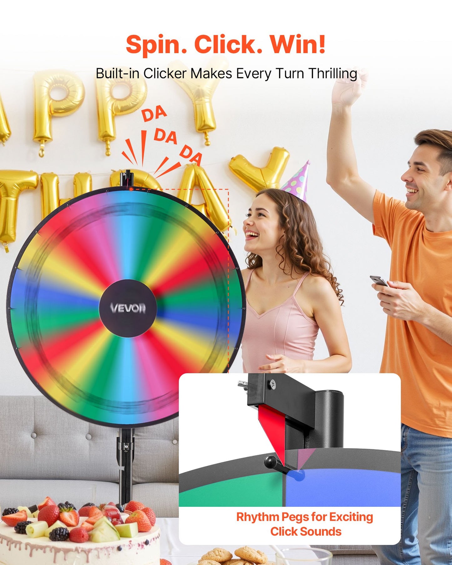 914 mm Spinning Prize Wheel, 18 Slots Spinning Wheel with Stand, Adjustable Height Win Fortune Roulette with a Dry Erase and 2 Markers, 6 Colors, Easy Assembly, for Party Pub Trade Show Carnival