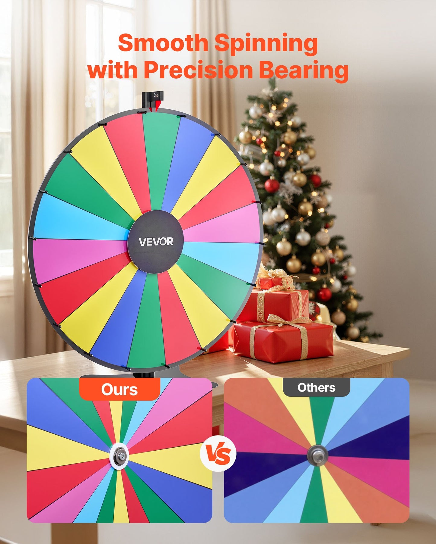 914 mm Spinning Prize Wheel, 18 Slots Spinning Wheel with Stand, Adjustable Height Win Fortune Roulette with a Dry Erase and 2 Markers, 6 Colors, Easy Assembly, for Party Pub Trade Show Carnival