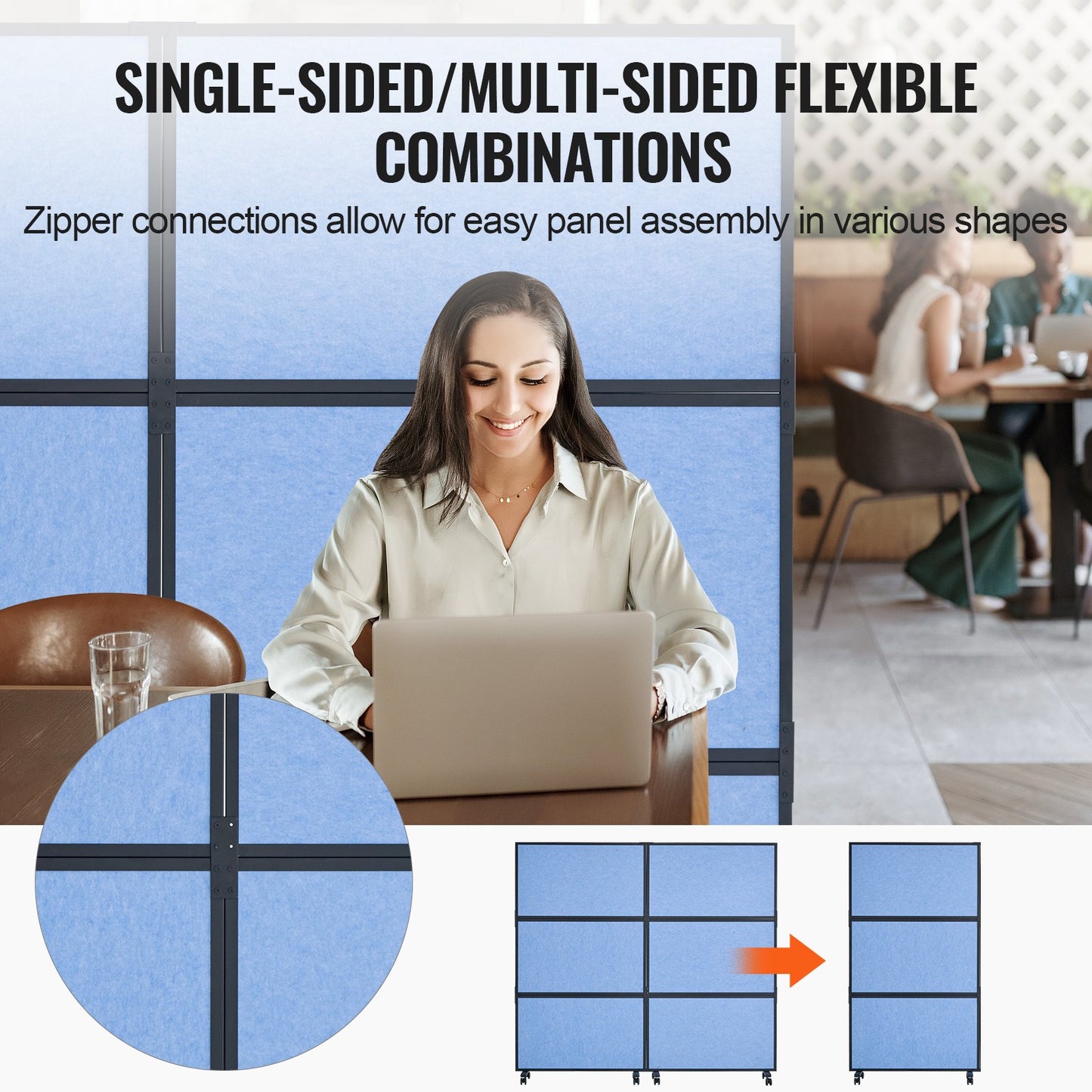 Office Divider, 2 Panel Office Partition, Freestanding Office Divider Wall Partition & Privacy Divider Reduce Noise and Room Separation, Light Blue