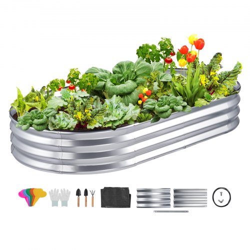 Raised Garden Bed, 71.9 x 36.4 x 11 inch Galvanized Metal Planter Box, Outdoor Planting Boxes with Open Base, for Growing Flowers/Vegetables/Herbs in Backyard/Garden/Patio/Balcony, Silver