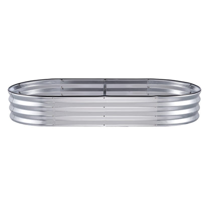 Upphöjd trädgårdsbädd, 71,9 x 36,4 x 11 tum galvaniserad metallplanteringslåda, utomhusplanteringslådor med öppen bas, för odling av blommor/grönsaker/örter i trädgården/uteplatsen/balkongen, silver