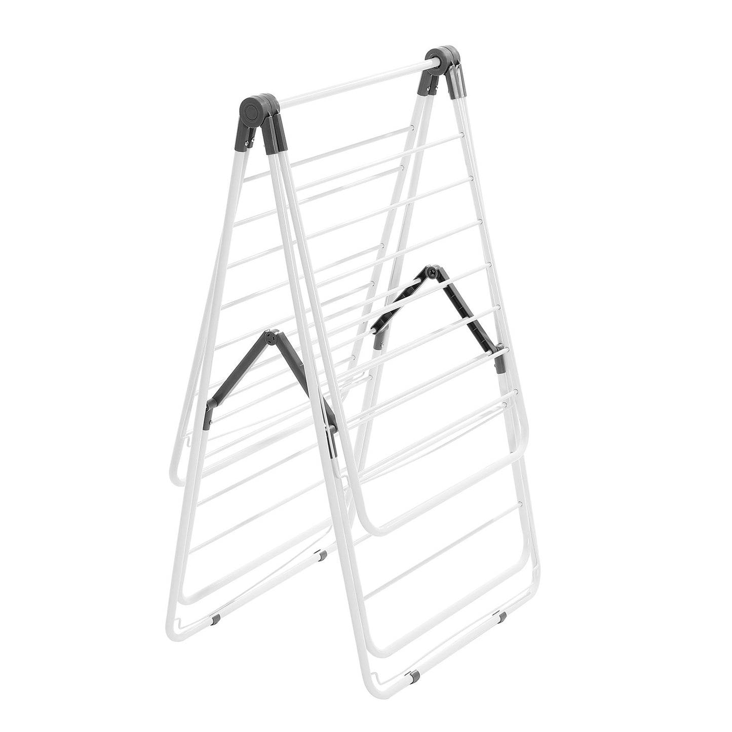 Clothes Drying Rack, 2-Tier Foldable Laundry Dryer Rack with Sock Clips & 31 Dry Rods, Metal Height Adjustable Drying Racks for Outdoor & Indoor, Free-Standing & Space-Saving Hanger, White