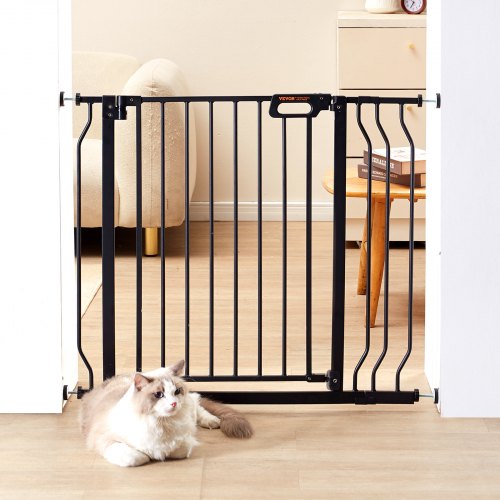 Baby Gate, 29.5"-37" Extra Wide, 30" High, Dog Gate for Stairs Doorways and House, Easy Step Walk Thru Auto Close Child Gate Pet Security Gate with Pressure Mount Kit and Wall Mount Kit, Black