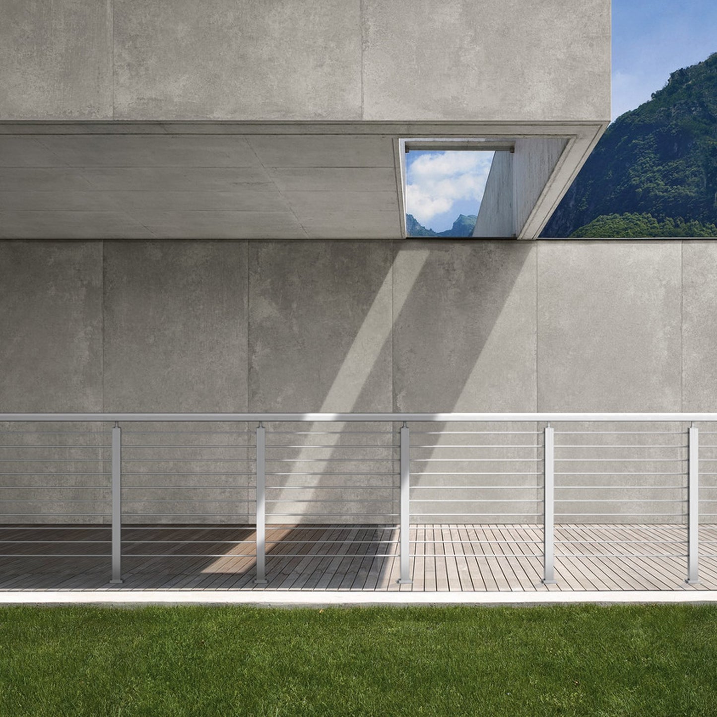 Cable Railing Post, 36" x 1" x 2" Steel Horizontal Hole Deck Railing Post, 11 Pre-Drilled Holes, SUS304 Stainless Steel Cable Rail Post with Horizontal and Curved Bracket, LGZYY91.42.551C3JV0