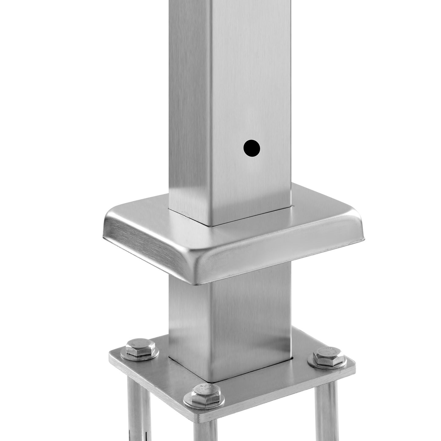 Cable Railing Post, 36" x 1" x 2" Steel Horizontal Hole Deck Railing Post, 11 Pre-Drilled Holes, SUS304 Stainless Steel Cable Rail Post with Horizontal and Curved Bracket, LGZYY91.42.551C3JV0