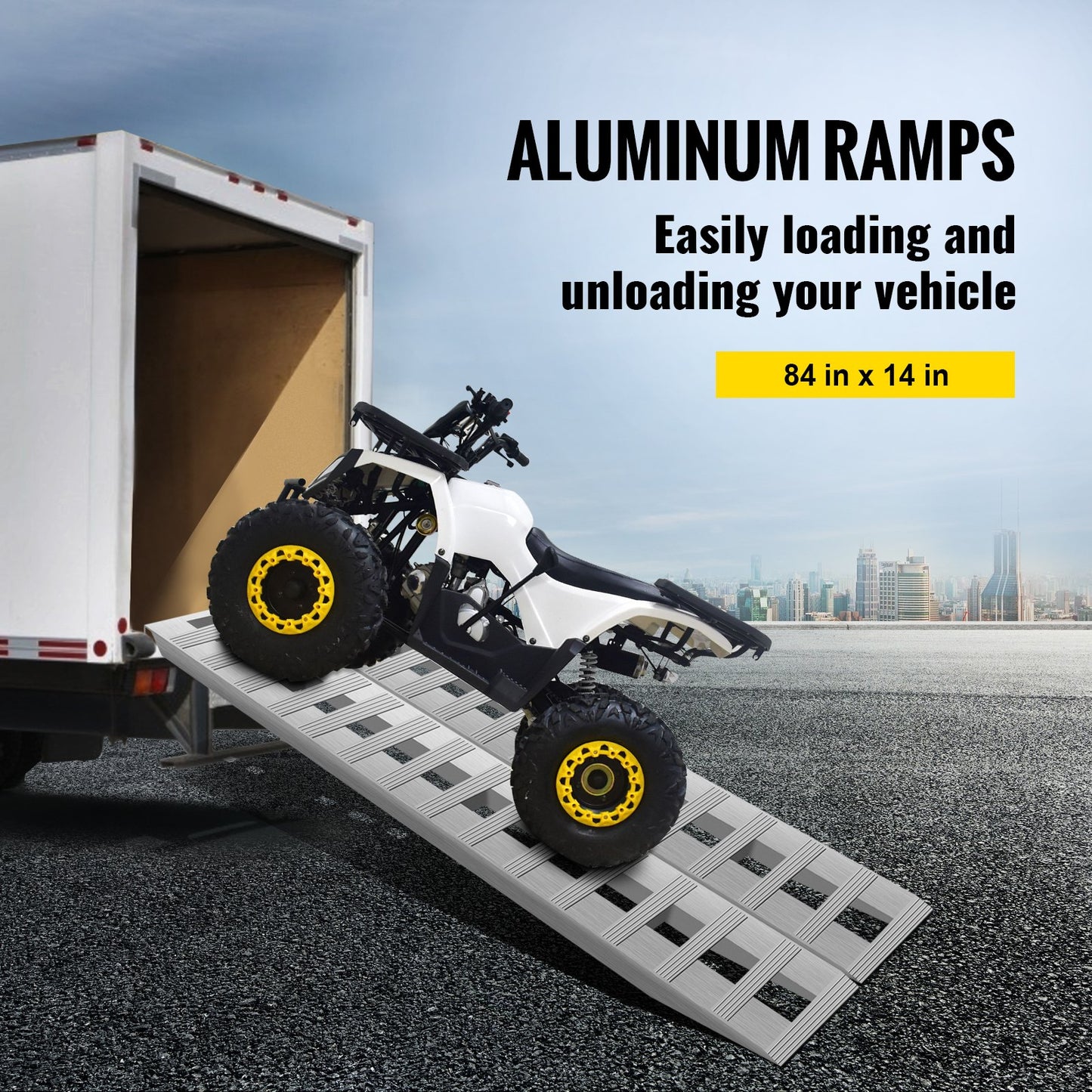 213.4 cm x 35.6 cm Aluminum Loading Ramps 2721.6 kg Car Trailer Truck Hook End 1 Pair