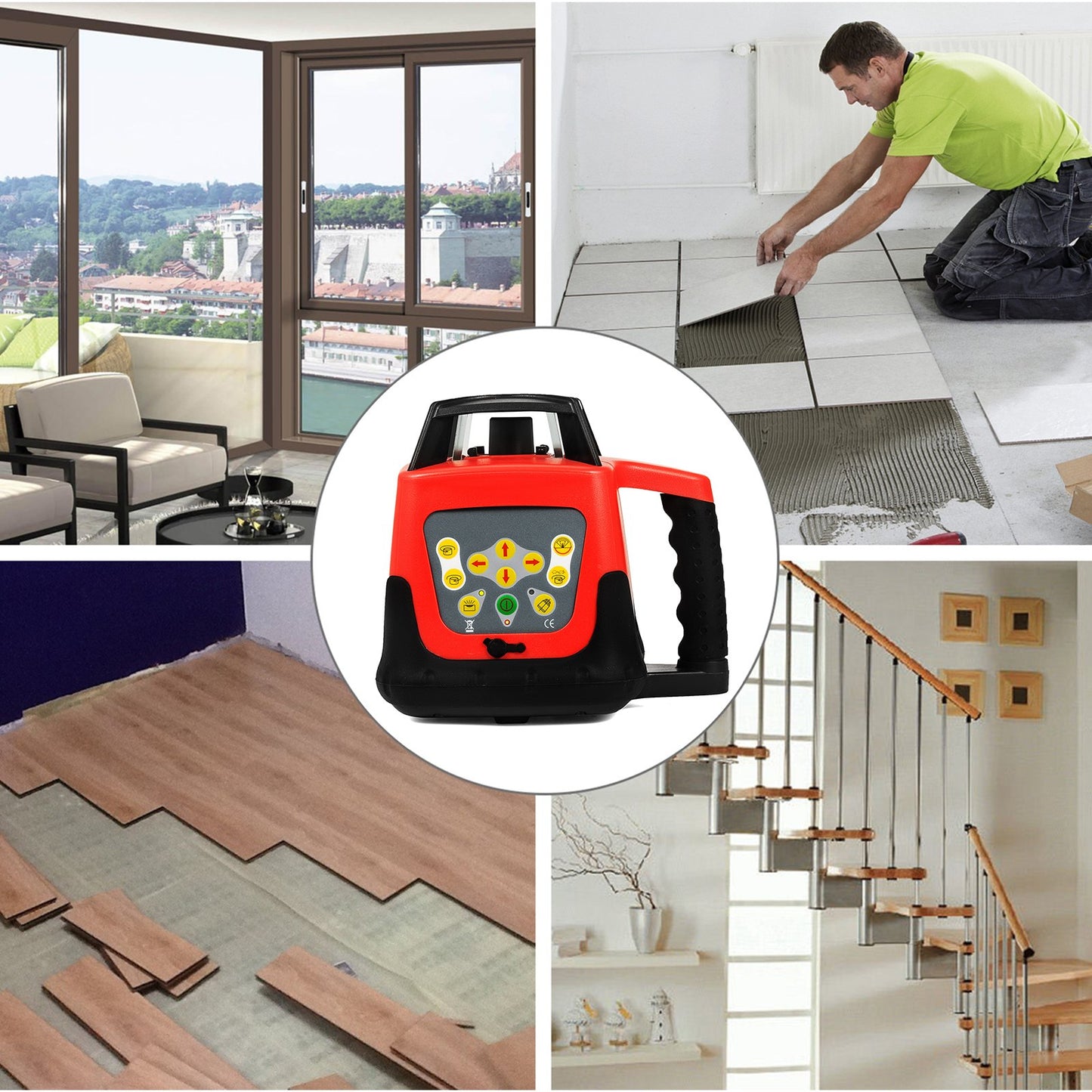 Laser Level Green Beam Self Rotating Leveling Kit Automatic Professional Heavy Laser Tool with Receiver Remote Control Carrying Case