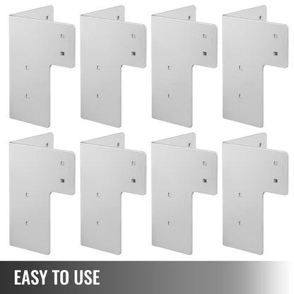 Workbench Corner Brackets 8 PCs Shop Table Bracket Kit 48 LBS Shop Table Corner Brackets 4 mm Right Angle White Color Galvanized Steel Elevated Platform Brackets for Deck Edge and Work Bench