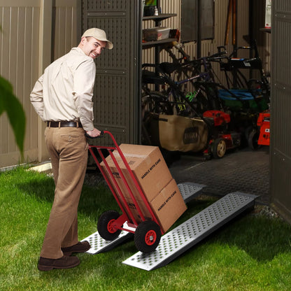 Portable Loading Ramps, 2 Pcs 1200 x 215 mm, Durable Aluminum Shed Ramp Set with Anti-Slip Holes, Compact Design and Easy Storage, 399.2 kg Weight Capacity, for ATV, Tractors, Lawn Mowers, Carts