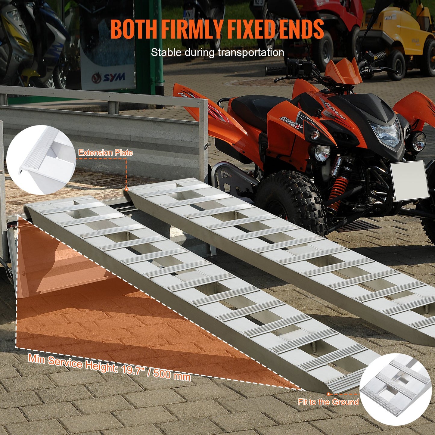 182.9x38.1 cm Aluminum Ramps 2721.6 kg Capacity Loading Ramps 2PCS