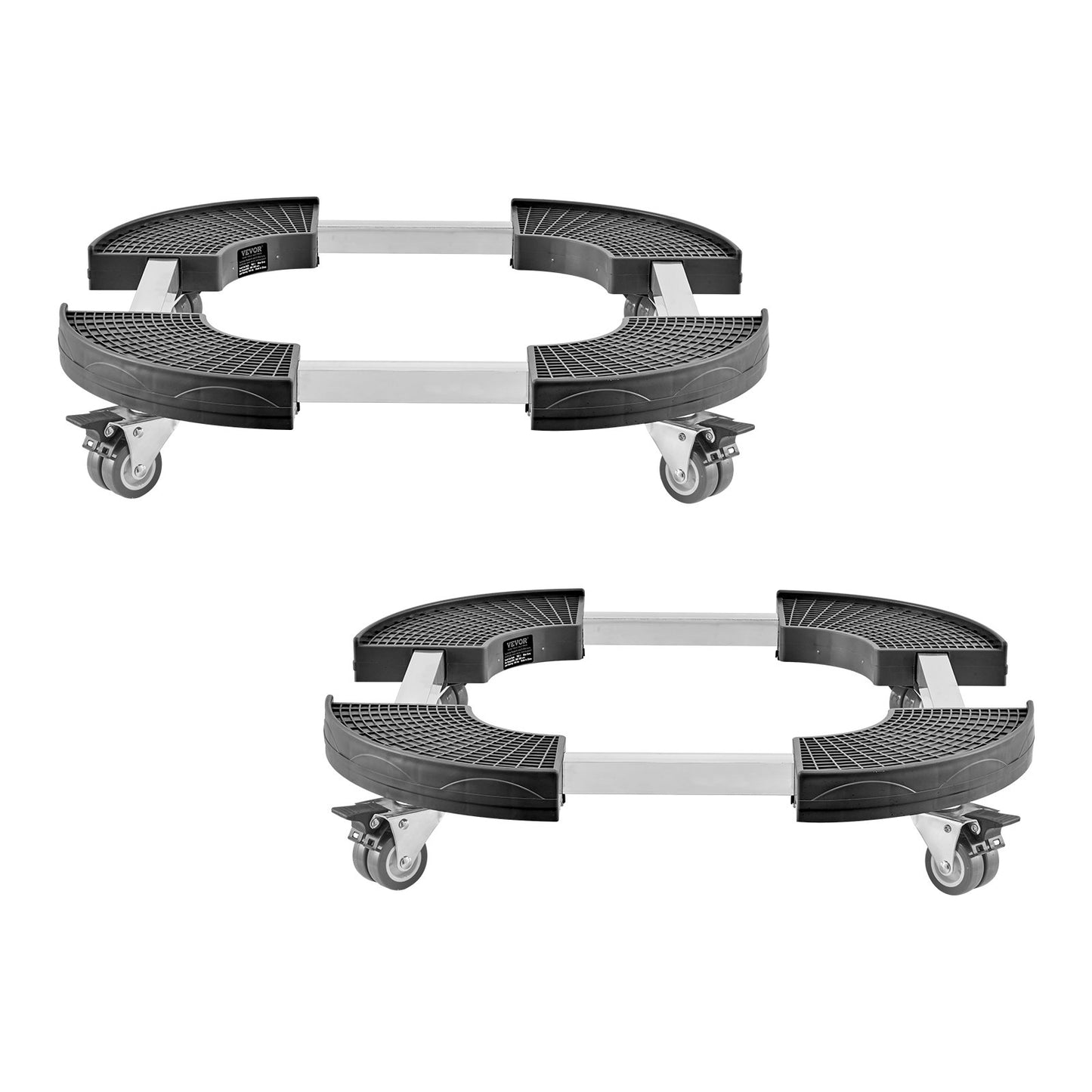 Trash Can Dolly with 4 Lockable Wheels, 440lbs Weight Capacity, 2 Packs Round Trash Can Roller Base, 15-22.8 in Adjustable, Heavy Duty Plant Caddy, Multi-Functional Rolling Dolly Cart, Black