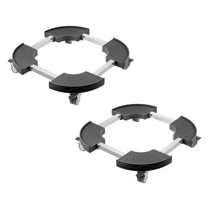 Trash Can Dolly with 4 Lockable Wheels, 440lbs Weight Capacity, 2 Packs Round Trash Can Roller Base, 15-22.8 in Adjustable, Heavy Duty Plant Caddy, Multi-Functional Rolling Dolly Cart, Black