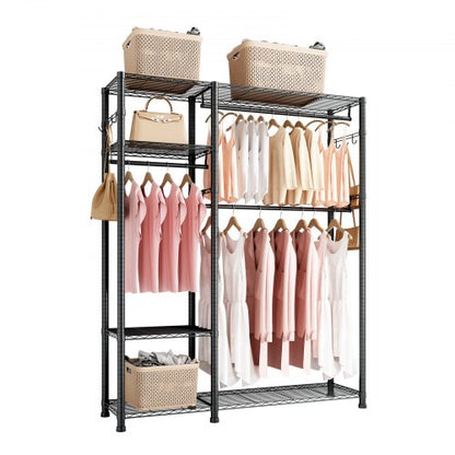 Clothing Garment Rack, Heavy Duty Clothes Rack, 6 Adjustable Tiers Clothes Racks with Steel Frame, 363 kg Load Capacity Closet Wardrobe with 3 Hanging Rods for Bedroom, Clothing Store, Hallway
