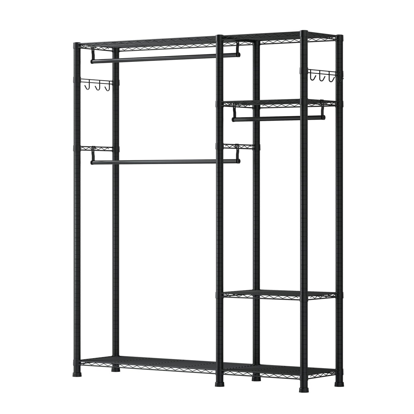 Clothing Garment Rack, Heavy Duty Clothes Rack, 6 Adjustable Tiers Clothes Racks with Steel Frame, 363 kg Load Capacity Closet Wardrobe with 3 Hanging Rods for Bedroom, Clothing Store, Hallway