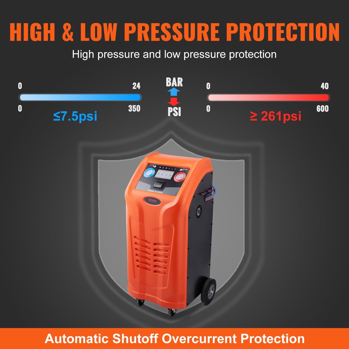Helautomatisk köldmedieåtervinningsmaskin - Tvåcylindrig AC-återvinningsmaskinsats Inbyggd kompressor/elektronisk våg/filter/återvinningstank, återvinningsmaskin HVAC Endast för R134A+R1234YF