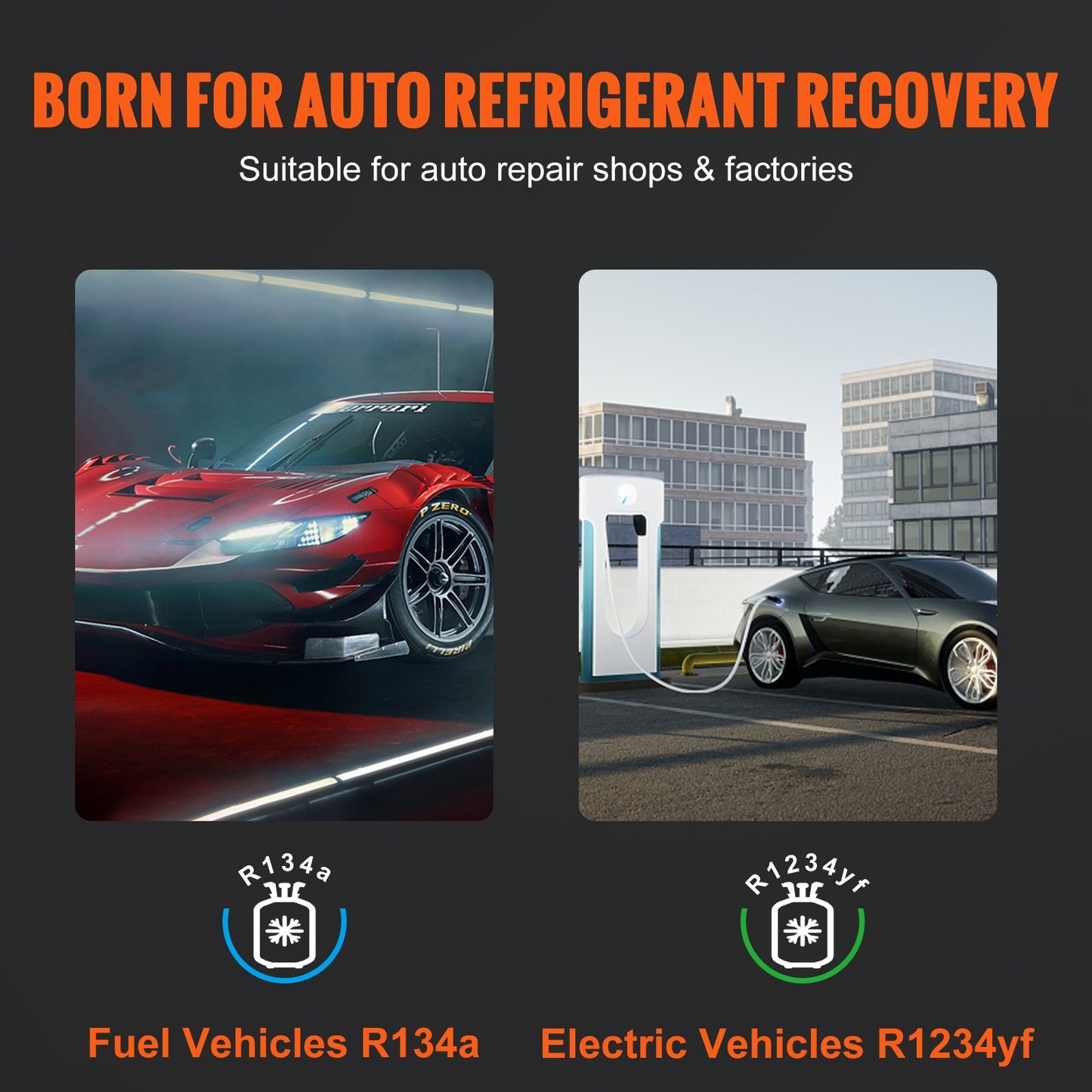 Helautomatisk köldmedieåtervinningsmaskin - Tvåcylindrig AC-återvinningsmaskinsats Inbyggd kompressor/elektronisk våg/filter/återvinningstank, återvinningsmaskin HVAC Endast för R134A+R1234YF