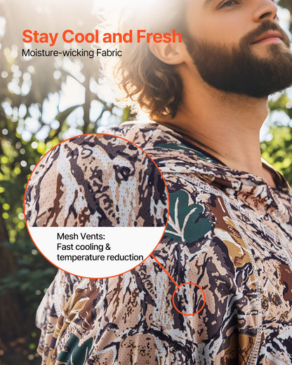 Camo Hoodie, Small Size, Men Pullover Hooded Sweatshirt, Moisture Wicking & Breathable, Quick-dry, Hiking Fishing Shirt with Hood, Long Sleeves Hunting Shirts for Spring & Summer Outdoor Work