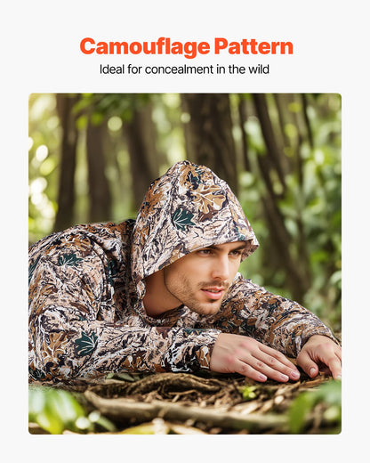 Camo Hoodie, Small Size, Men Pullover Hooded Sweatshirt, Moisture Wicking & Breathable, Quick-dry, Hiking Fishing Shirt with Hood, Long Sleeves Hunting Shirts for Spring & Summer Outdoor Work