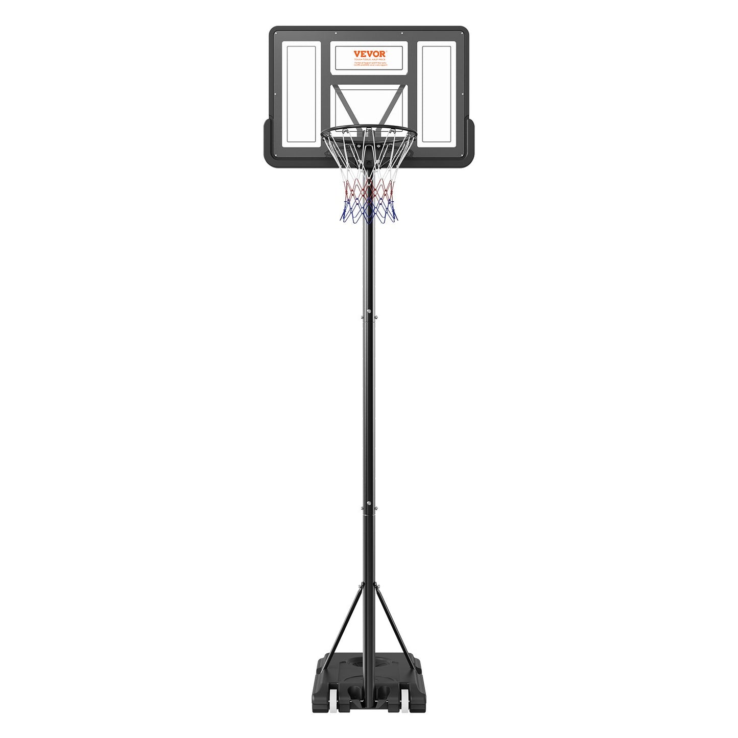 Basketkorg, 1,2-3 meter justerbar höjd, bärbar ryggstödsystem, 102 cm basketkorg och mål, basketset för barn och vuxna med hjul, stativ och fyllbar bas, för utomhus-/inomhusbruk