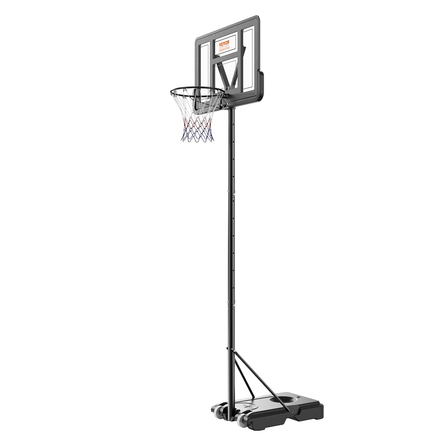 Basketkorg, 1,2-3 meter justerbar höjd, bärbar ryggstödsystem, 102 cm basketkorg och mål, basketset för barn och vuxna med hjul, stativ och fyllbar bas, för utomhus-/inomhusbruk