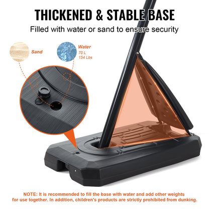 Basketkorg, 2,1-3 meter justerbar höjd, bärbar ryggstavla, 136 cm basketkorg och mål, basketset för barn och vuxna med hjul, stativ och fyllbar bas, för utomhus-/inomhusbruk