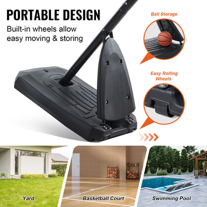 Basketkorg, 2,1-3 meter justerbar höjd, bärbar ryggstavla, 136 cm basketkorg och mål, basketset för barn och vuxna med hjul, stativ och fyllbar bas, för utomhus-/inomhusbruk