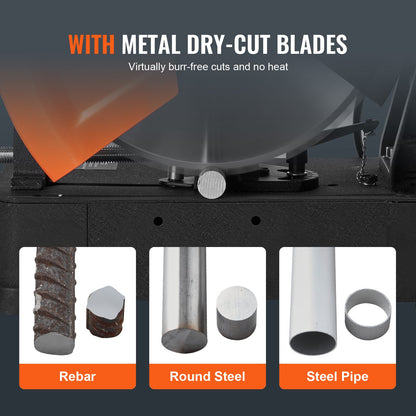 Chop Saw 35.6 cm Mitering Chop Saw for Cutting Metal Dry Cut Saw 45° Angle