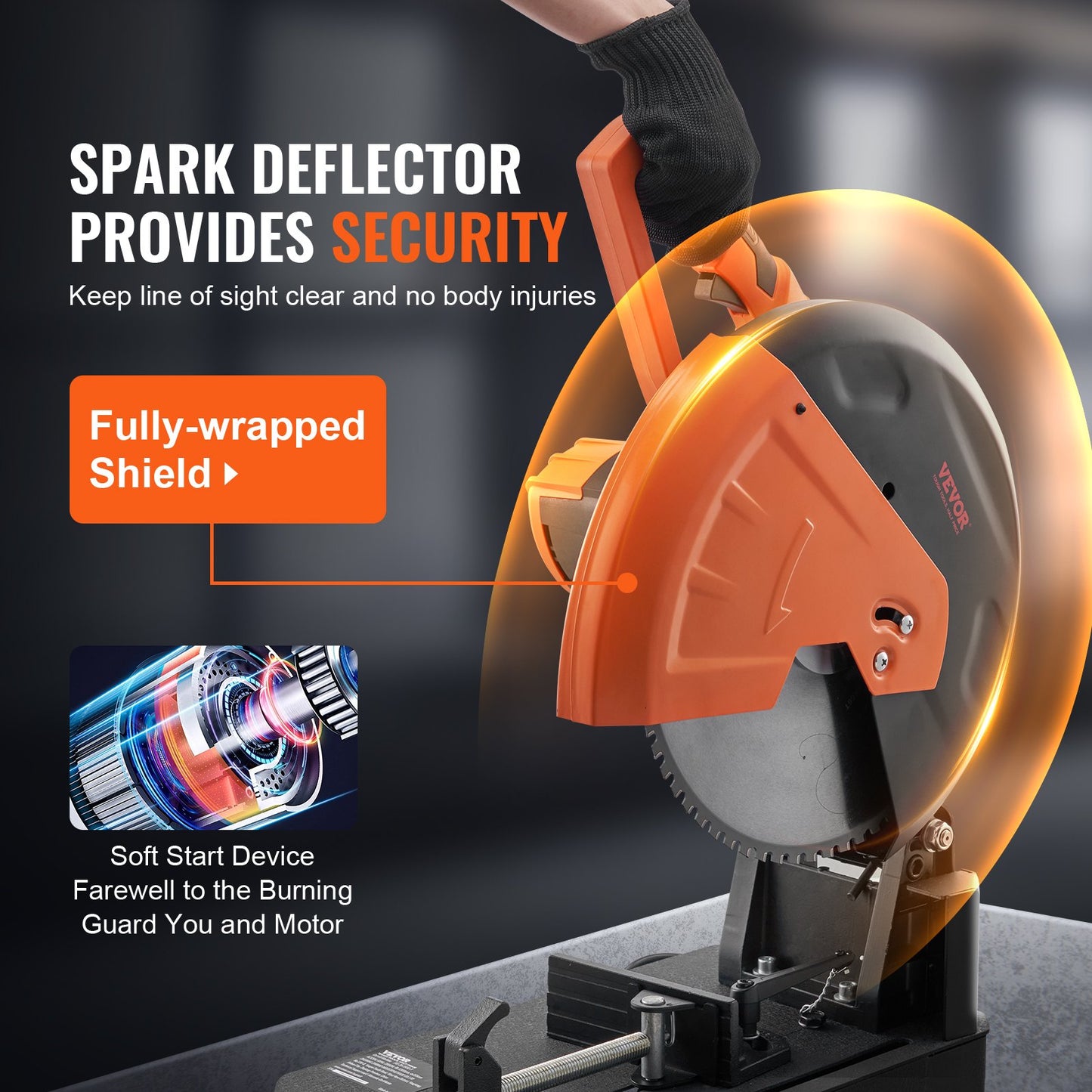 Chop Saw 35.6 cm Mitering Chop Saw for Cutting Metal Dry Cut Saw 45° Angle