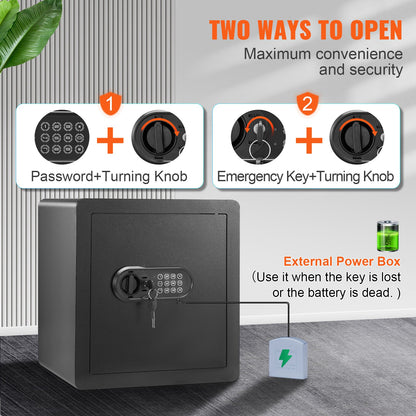 Safe, 51.0 L Home Safe, Steel Security Safe with Digital Keypad and 2 Keys, Cabinet Safe with Fire-proof Bag, Protect Cash, Gold, Jewelry, Documents for Home, Hotel, 40.1 x 33.0 x 42.9 cm