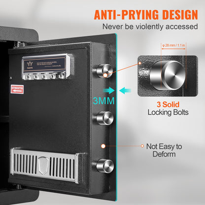 Safe, 51.0 L Home Safe, Steel Security Safe with Digital Keypad and 2 Keys, Cabinet Safe with Fire-proof Bag, Protect Cash, Gold, Jewelry, Documents for Home, Hotel, 40.1 x 33.0 x 42.9 cm