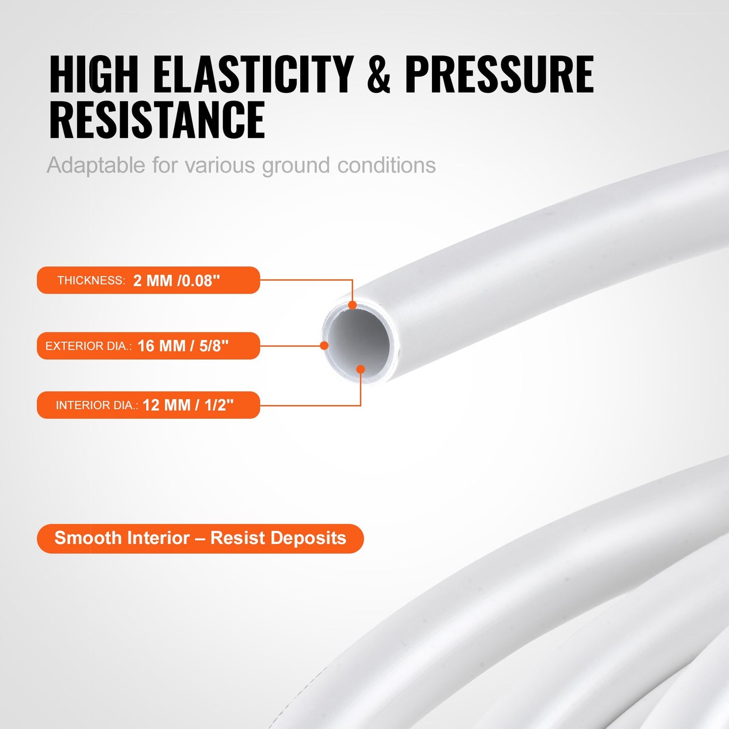 PEX-AL-PEX Tube, 200 m, 16 mm Diameter Aluminum-Plastic Composite Pipe Oxygen Barrier Radiant Floor PEX Pipe, 2 mm Thickness Radiant Heat Floor Plumbing Inner Aluminum Layer PEX Tubing Pipe