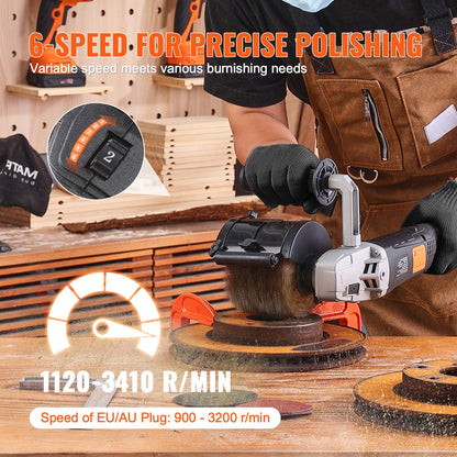 Burnishing Polishing Machine, 1300W 6 Variable Speed Surface Conditioning Tool, Handheld Electric Metal Burnishing Machine with Steel Wire Burnishing Wheel for Stainless Steel, Metal