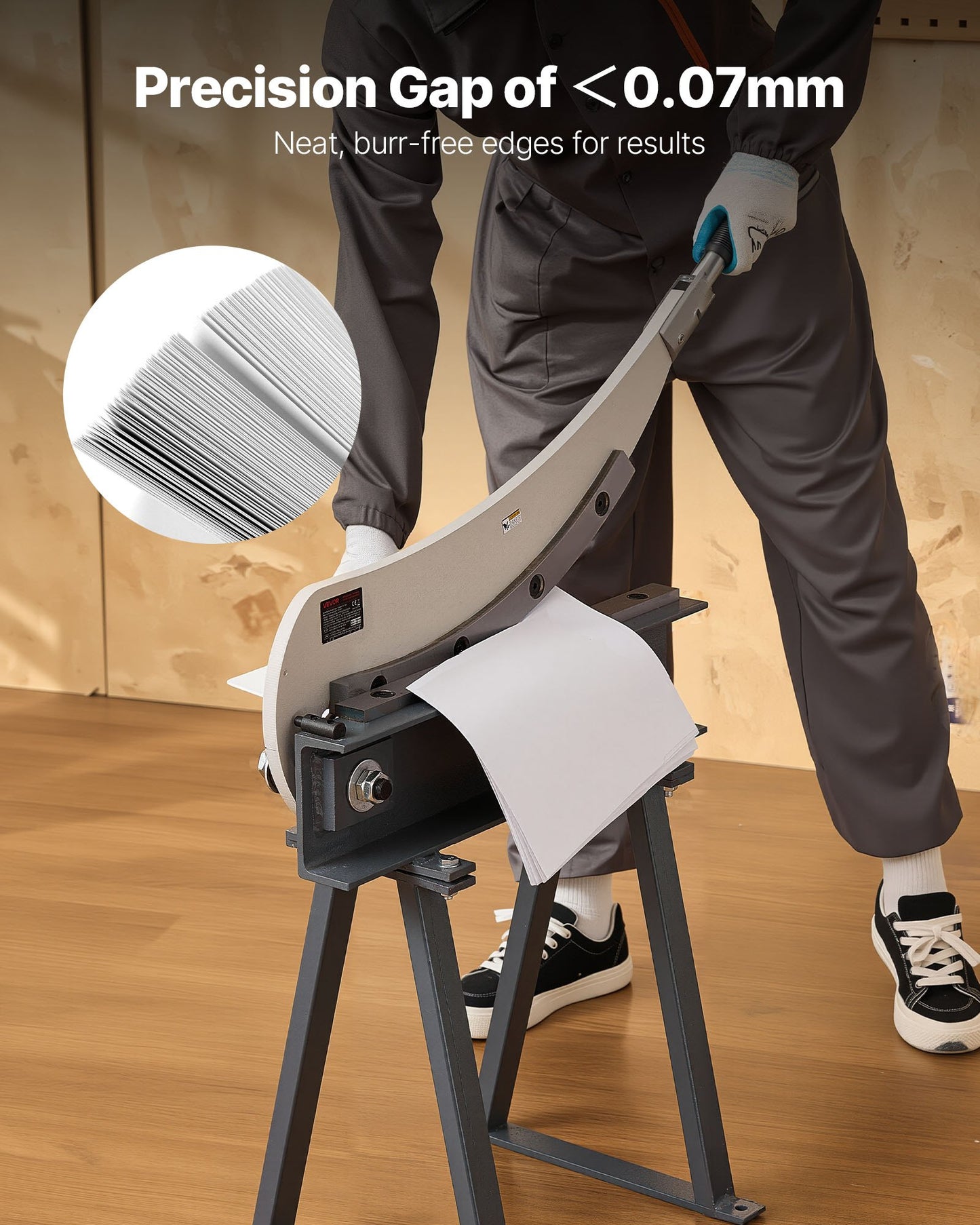 Guillotine Shear, 500 mm Bed Width Benchtop Cutter, Manual Hand Plate Shear for Metal Sheet Processing, with Q235 Material, High Precision, Stand, for PCB, Aluminum, Steel, Copper, Plastic