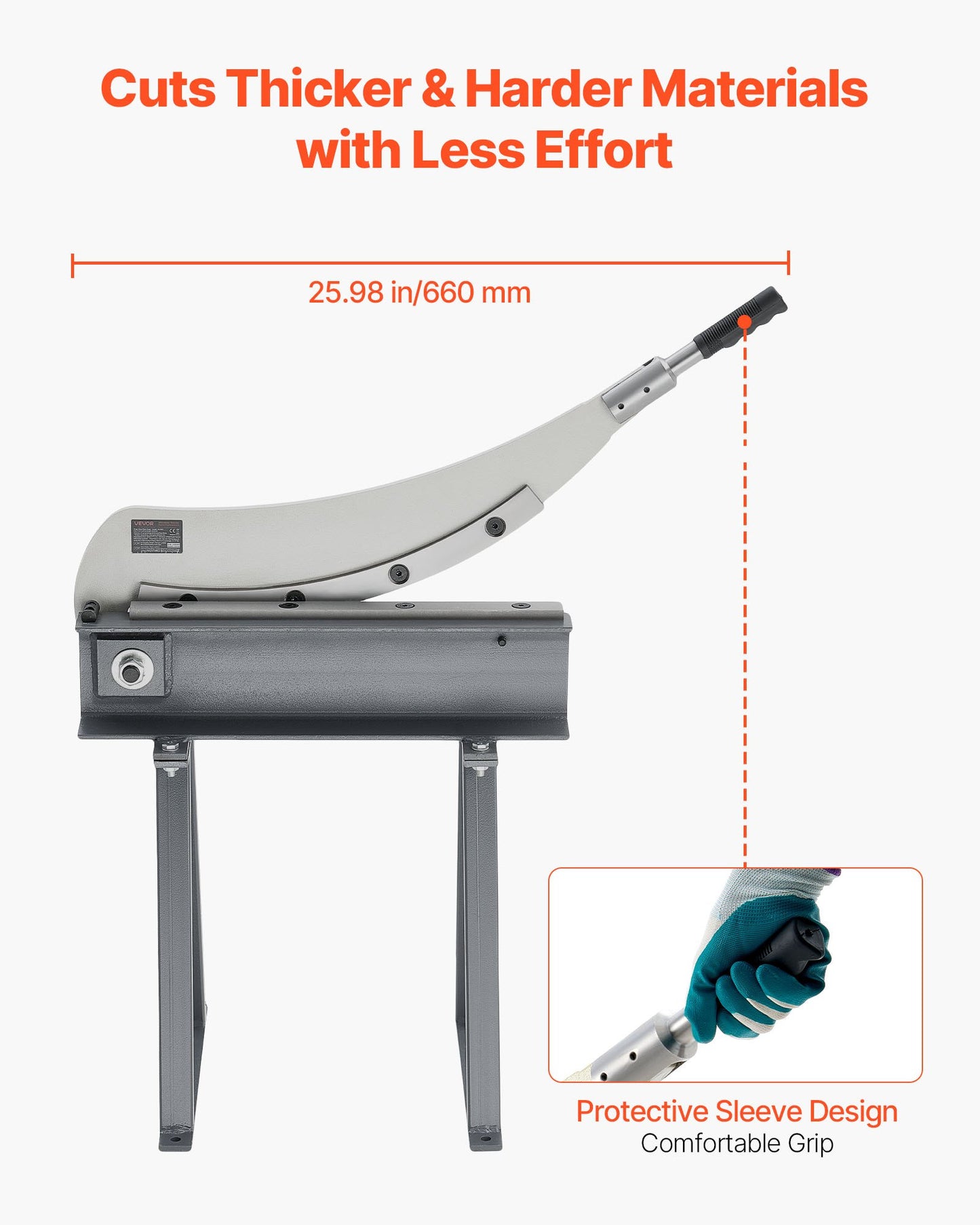 Guillotine Shear, 500 mm Bed Width Benchtop Cutter, Manual Hand Plate Shear for Metal Sheet Processing, with Q235 Material, High Precision, Stand, for PCB, Aluminum, Steel, Copper, Plastic