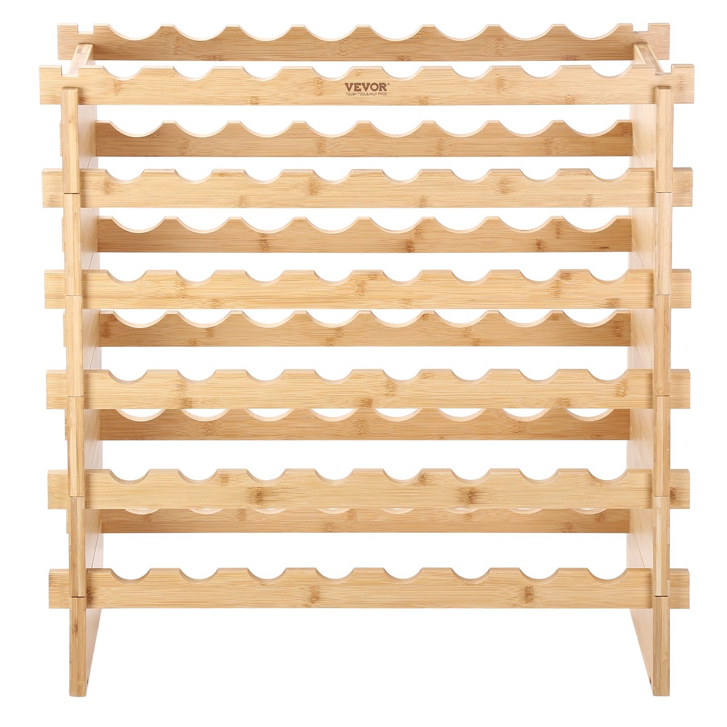 48 Bottle Stackable Modular Wine Rack Bamboo Wood Display Shelf 6-Tier