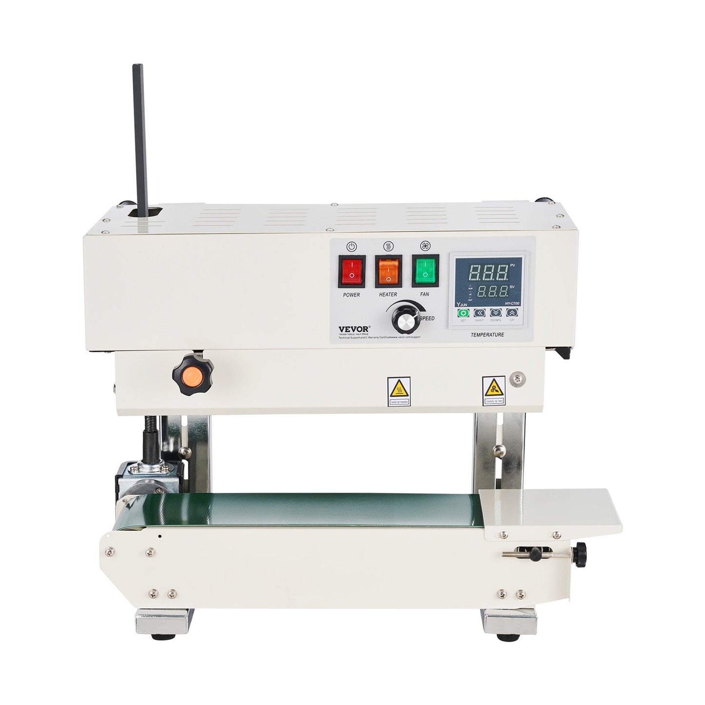 Continuous Bag Band Sealing Machine, 0.24-0.47 in/6-12 mm Seal Width, Vertical Band Sealer Machine with Digital Temperature Control, Carbon Steel Bag Sealer for 0.02-0.8 mm Plastic Bags Films