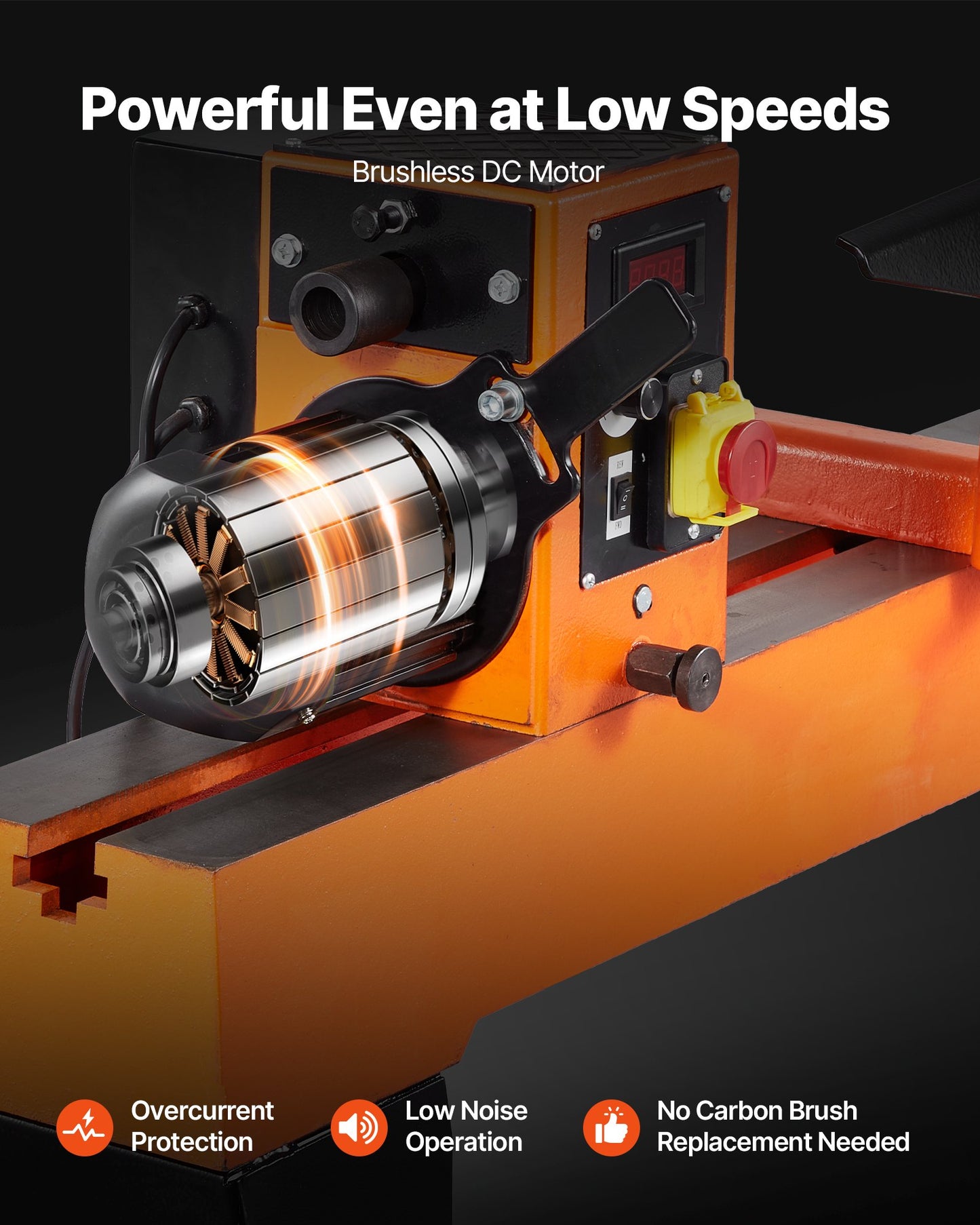 Woodworking Lathe, 1100W / 1.5 HP, Wood Lathe Machine with 0 to 3200 RPM Variable Speed, 406 x 1020 mm Workbench, Brushless DC Motor, Cast Iron Body, Tool Rest, for Medium to Large Projects Woodworking