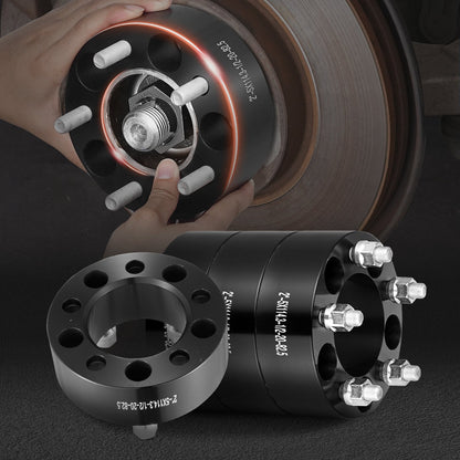 Hjulspacers, 2" 5"x4.5" hjuladaptrar, 5-gaffels smidda distanser, 82.5 mm borrning navcentrisk 1/2"-20 pinnbultar distanser, passar för 1984-2018 Jeep och Ford, 4 st svarta