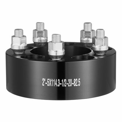 Hjulspacers, 2" 5"x4.5" hjuladaptrar, 5-gaffels smidda distanser, 82.5 mm borrning navcentrisk 1/2"-20 pinnbultar distanser, passar för 1984-2018 Jeep och Ford, 4 st svarta