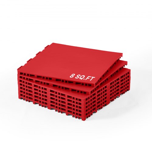 Dryland Tiles for Hockey Floor Mat, 12 x 12 in 8 Pcs Interlocking Versatile Training Surface, Dance Floor Tiles, Hockey Training Equipment Board for Shooting (Red, 8 sq. ft/Box)