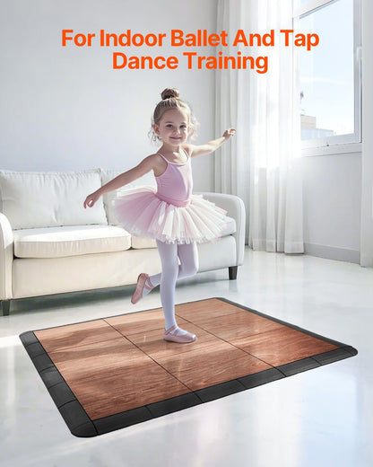 Dance Floor Tiles, 12.4 x 12.4 in 9 Piece Interlocking Dance Flooring, Portable Dance Practice Floor with Cushioned Base (Oak Wood Grain, 9 sq. ft/Box )