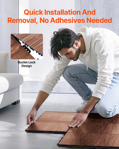 Dance Floor Tiles, 12.4 x 12.4 in 9 Piece Interlocking Dance Flooring, Portable Dance Practice Floor with Cushioned Base (Oak Wood Grain, 9 sq. ft/Box )