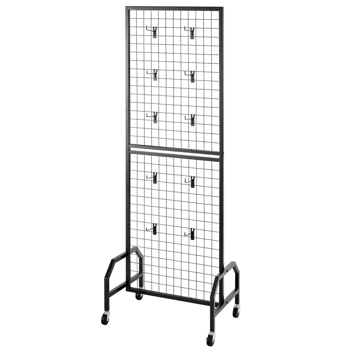3 Packs Grid Wall Panels, 600 x 1640mm Wire Grid Panels Display Rack, Movable Art Display Shelf with Wheels and 30 Hooks, Black Carbon Steel Gridwall for Craft Show, Decor, Storage, Notice Board