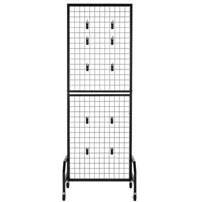 3 Packs Grid Wall Panels, 600 x 1640mm Wire Grid Panels Display Rack, Movable Art Display Shelf with Wheels and 30 Hooks, Black Carbon Steel Gridwall for Craft Show, Decor, Storage, Notice Board