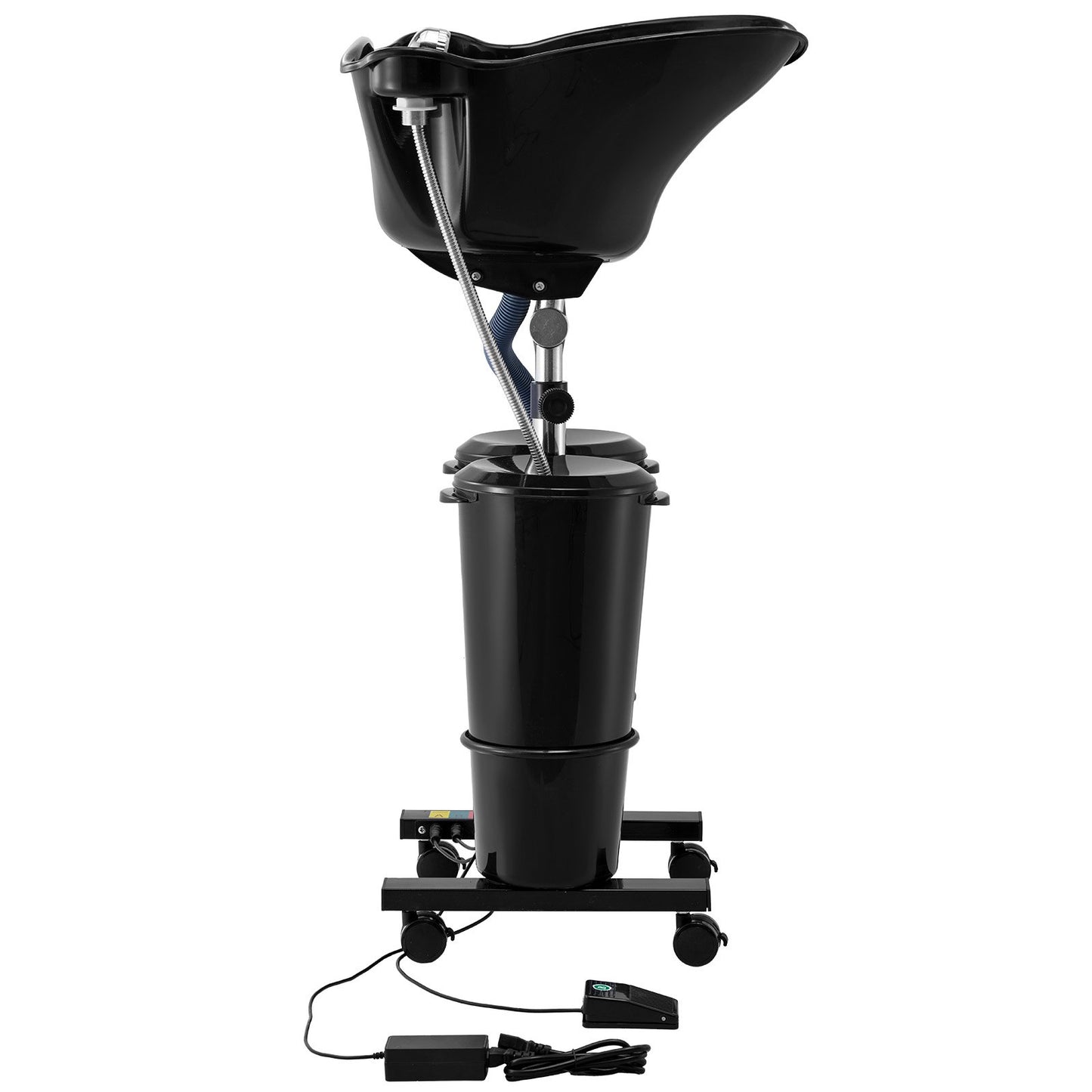 Portable Shampoo Bowl, Shampoo Sink for Washing Hair with Electric Pump, Includes 2 Buckets 2 Showerheads, Drain Hose, Height and Angle Adjustable Portable Wash Bowl for Home Salon Use, Black