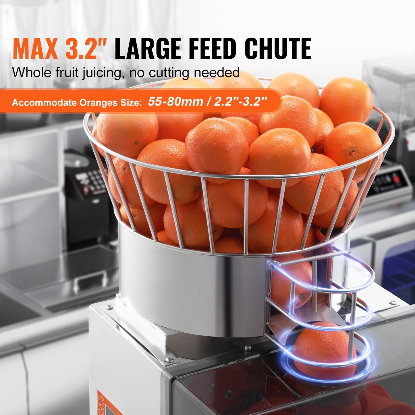 Commercial Orange Juicer, 120W Automatic Feeding Juice Extractor with Water Tap, Stainless Steel Juicer Machine 25 Oranges/Minute, with Pull-Out Filter Box, PC Cover, 3 Peel Collecting Buckets