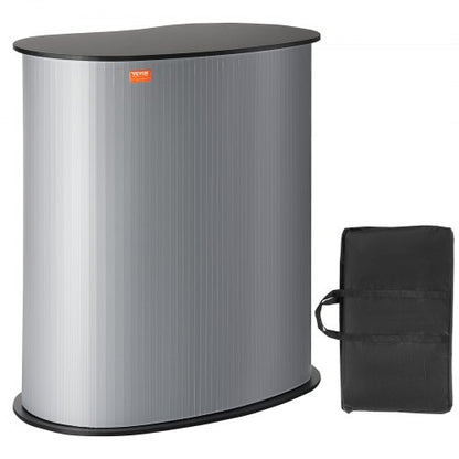 Portable Tradeshow Podium Table, 90 × 49 × 94 cm, Display Exhibition Counter Stand Booth Fair with Wall, Foldable Promotion Retail Bar Table Pop Up Podium Counter with Carrying Bag
