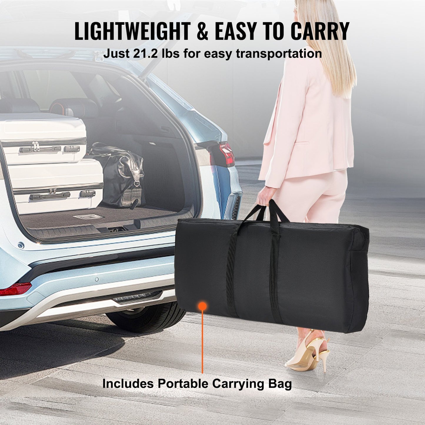 Portable Tradeshow Podium Table, 1980 x 385 x 880 mm, Display Exhibition Counter Stand Booth Fair with Wall, Foldable Promotion Retail Bar Table Podium with Storage Rack and Carrying Bag