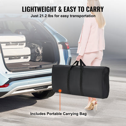 Portable Tradeshow Podium Table, 1980 x 385 x 880 mm, Display Exhibition Counter Stand Booth Fair with Wall, Foldable Promotion Retail Bar Table Podium with Storage Rack and Carrying Bag